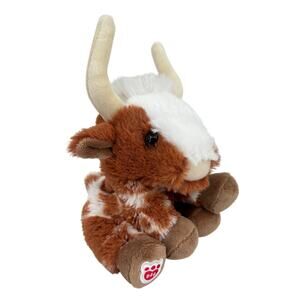 Build a Bear Longhorn Cow Plush Brown Bull Mini Beans Bean Bag Stuffed 5 Inch